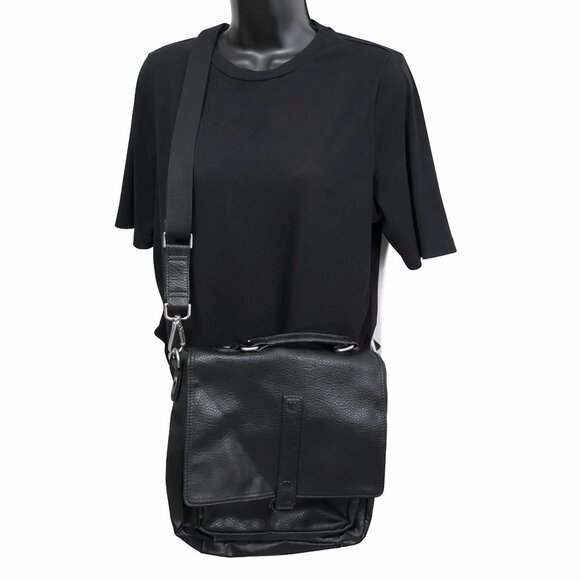 Matt & Nat Handbags - MATT & NAT Narrow Messenger Bag Briefcase Vegan Leather Press Lock Buckle Black